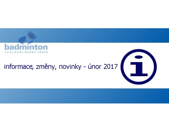 Klubové informace k únoru 2017