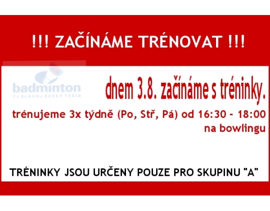 3.8.2015 Začínáme trénovat